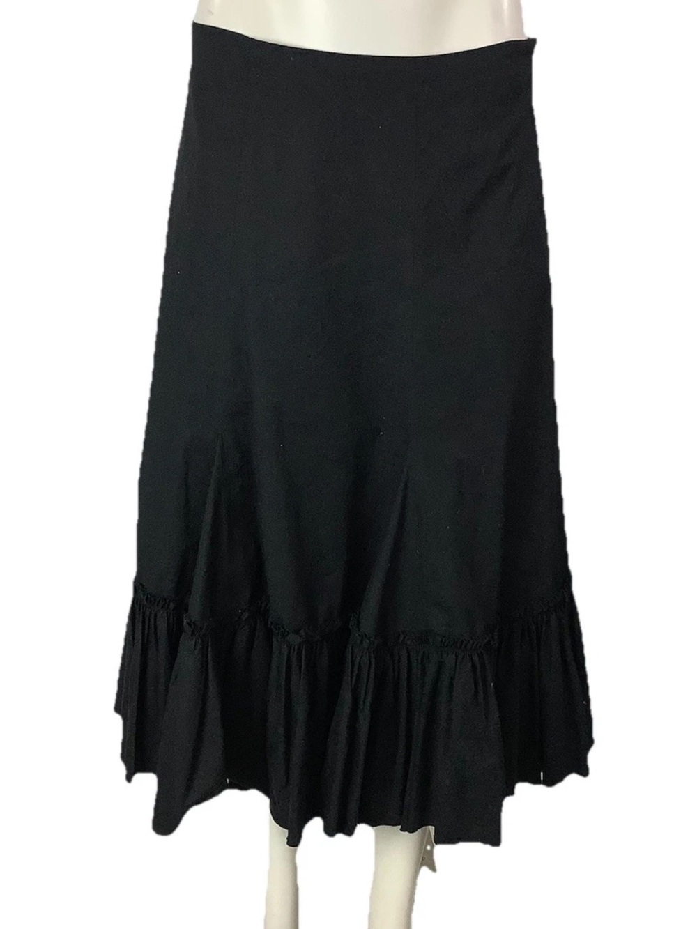 Anthropologie Sz 8 Ruffle Trim A Line Witchy Whimsigoth Boho Maxi Skirt Black